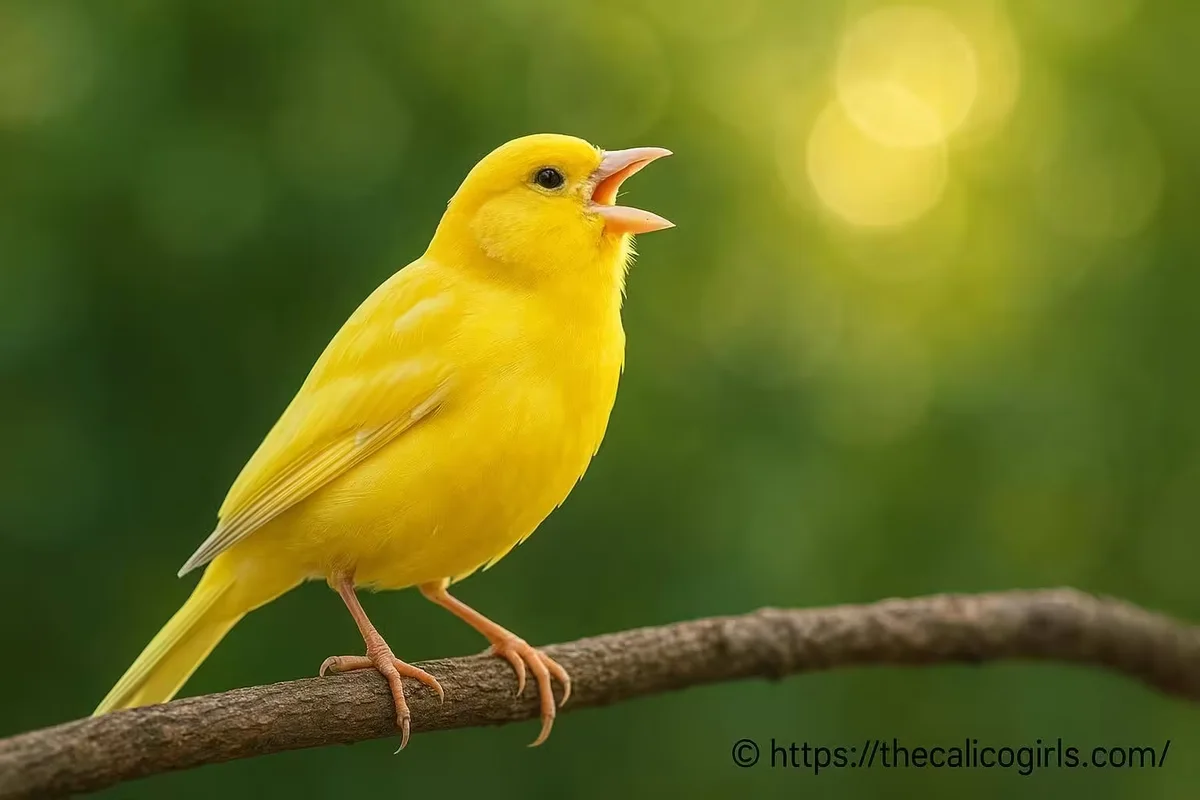 Canari jaune en train de chanter